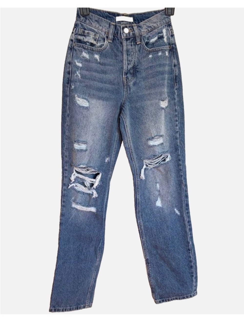 Willow & Root Dad Jeans XXS 22 Waist High Rise Distressed Straight Leg
